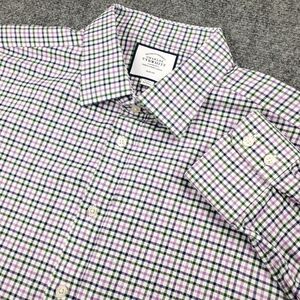 Charles Tyrwhitt Dress Shirt Mens 18 37 Slim Fit Button Up Multicolor Plaid
